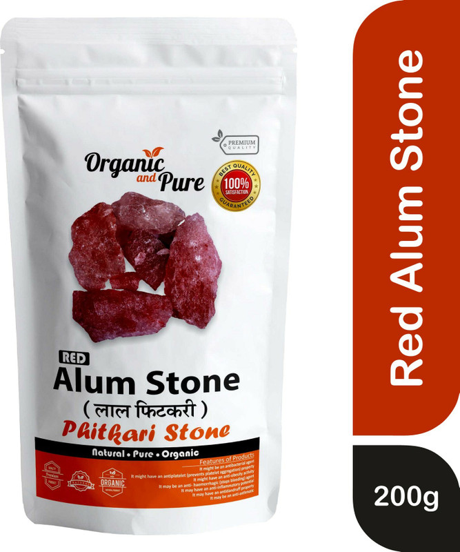 Organic and Pure Red Alum Stone, Lal Fitkari B, Red Phitkari Fitkadi for Face Hair Water, Potash(200 g)