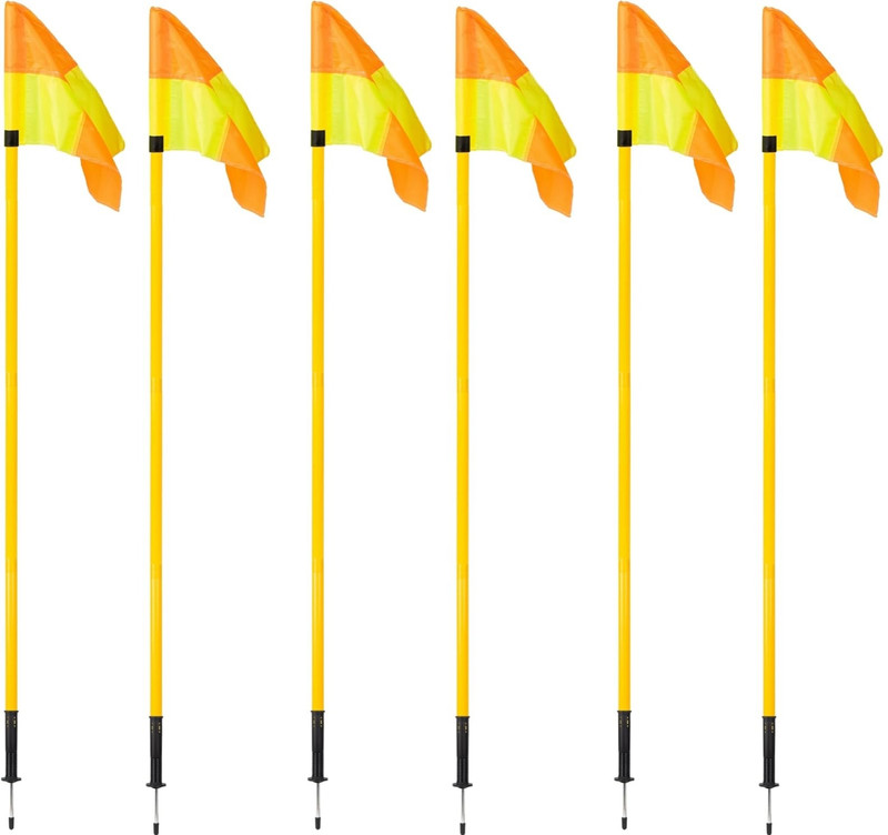 LCARNO 4 Pc Spring Corner flags Portable Soccer Flags Soccer Poles Y/O Two Piece Agility Pole(Pack of 4)