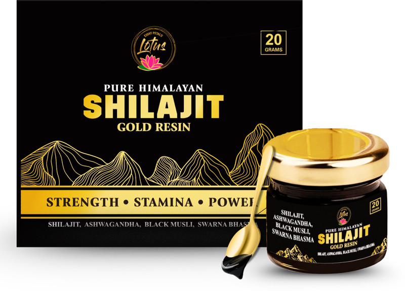 EIGHT PETALS LOTUS Shilajit Gold Resin 20g with Ashwagandha & Swarna Bhasma for Boost Stamina,Power(20 g)