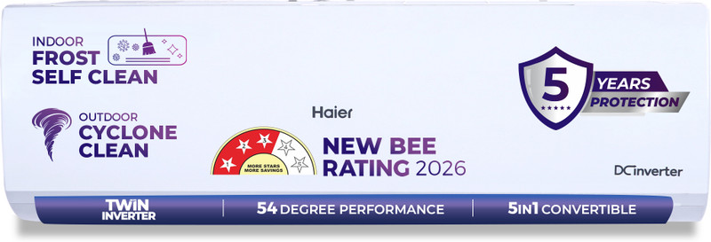 Haier 2026 Model 1.5 Ton 3 Star Split Twin Inverter AC(HSI17VP-W3NB-PI,HSO17VP-W3NB-PI, White)