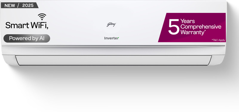 Godrej 2025 Model 1 Ton 3 Star Split Inverter with Wi-fi With 4 Way Air Swing and Pure Air Filter AC(AC 1T EI 12TINV3R32 WYQ IOT, White)