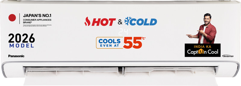 Panasonic 2026 Model 1.5 Ton 3 Star Hot and Cold Split Inverter Crystal Clean, Higher Airflow, 2-Way Swing, -10 Deg. C ~ 55 Deg. C Operation, Copper Condenser, 8in1 Convertible, PM0.1 Filter AC(CS/CU-EZ18CKYF, White)