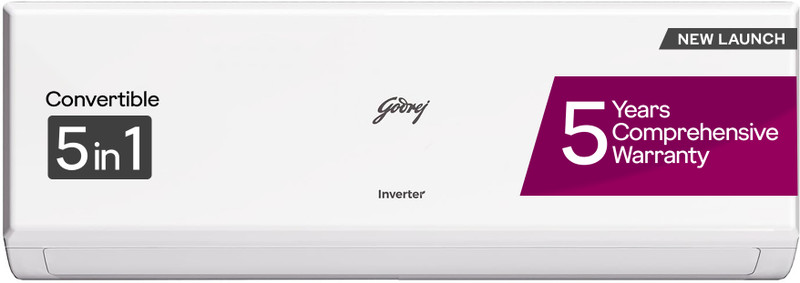 Godrej 2025 Model 5-In-1-Convertible Cooling 1.5 Ton 3 Star Split Inverter With Heavy Duty Cooling And Pure Air Filter AC - White(AC 1.5T EI 18P3T WZT 3S, Copper Condenser)