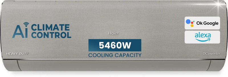 Haier Gravity Series 2025 Model 1.6 Ton 5 Star Split Inverter with Wi-fi AC(HSU19G-MZAIM5BN-INV/HS19G-MZAIM5BN-INV/HU19-5BN-INV, Silver, Grey)