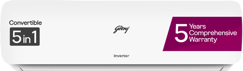 Godrej 5-In-1 Convertible Cooling 2024 Model 0.8 Ton 3 Star Split Inverter Heavy Duty Cooling at Extreme Temperature AC - White(EI 11NINV3R32 WYE, Copper Condenser)