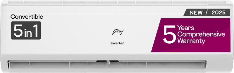 Godrej 2025 Model 5-In-1-Convertible Cooling 1 Ton 5 Star Split Inverter I-sense Technology with Blue Fin Anti Corrosive Coating AC - White(EI 12IINV5R32-WWR, Copper Condenser)