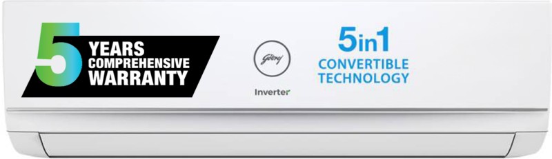 Godrej 5-In-1 Convertible Cooling 2023 Model 1.5 Ton 3 Star Split Inverter With Heavy Duty Cooling at Extreme Temperature AC - White(AC 1.5T EI 18TINV3R32 WWD, Copper Condenser)