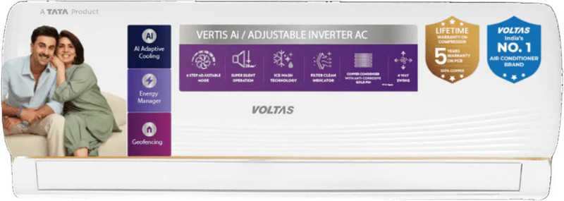 Voltas 2026 Model 1.5 Ton 3 Star Split Inverter AC(183INV Vertis Regent Magnum 4504159, White)