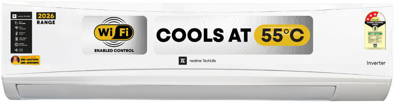 realme TechLife 2026 Model 1 Ton 3 Star Split Inverter with Wi-fi AC(103IAA26WRMS, White)