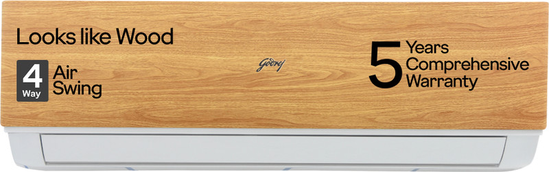 Godrej 5-In-1 Convertible Cooling 2024 Model Wood Finish 1.5 Ton 3 Star Split Inverter 4 Way Air Swing AC - Cypress(SIC 18VTC3 WYB CYP, Copper Condenser)