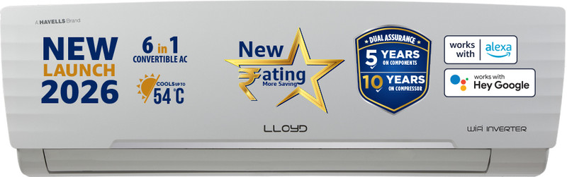 Lloyd 2026 Model 1.5 Ton 3 Star Split Inverter with Wi-fi AC(GLS18V3AGGSC, White)