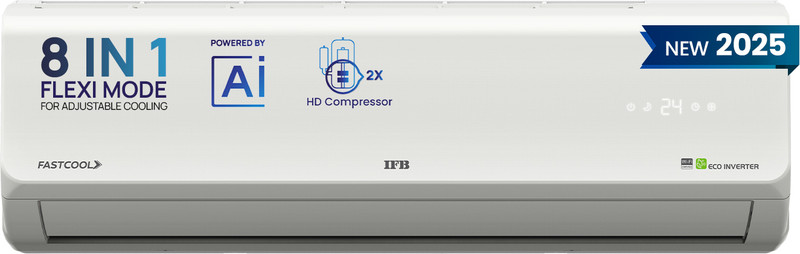 IFB 2025 Model 1.5 Ton 5 Star Split Inverter Silver Plus Series with HD Compressor, AI, Dual Gold Fin, Nano Tek Coating & 8-in-1 Flexi Mode AC(CI185SL22RGN1, White)