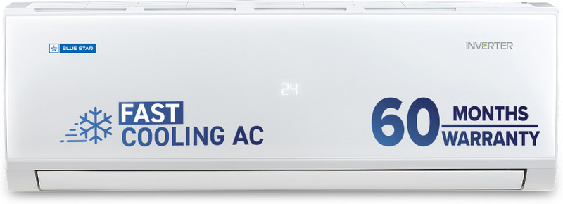 Blue Star 2025 Model 1.5 Ton 5 Star Split Inverter AC(IE518PNU, White)