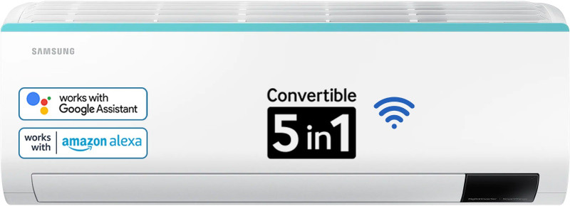 SAMSUNG Convertible 5-in-1 Cooling 2023 Model 1 Ton 3 Star Split Inverter AC with Wi-fi Connect - White(AR12CYLZAGE/AR12CYLZAGENNA/AR12CYLZAGEXNA, Copper Condenser)