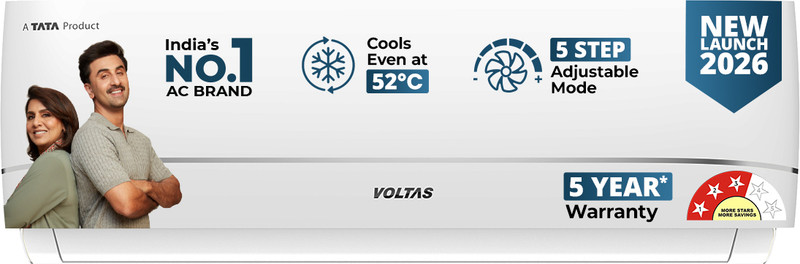Voltas 2026 Model 1.42 Ton 3 Star Split Inverter AC(183INV CAV(4504113), White)