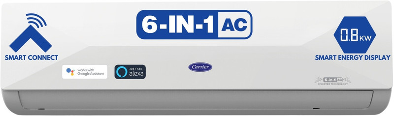 CARRIER 2025 Model 6 in 1 Convertible 1 Ton 3 Star Split Inverter AC with Wi-fi Connect - White(CAI12EE3R35W0, Copper Condenser)