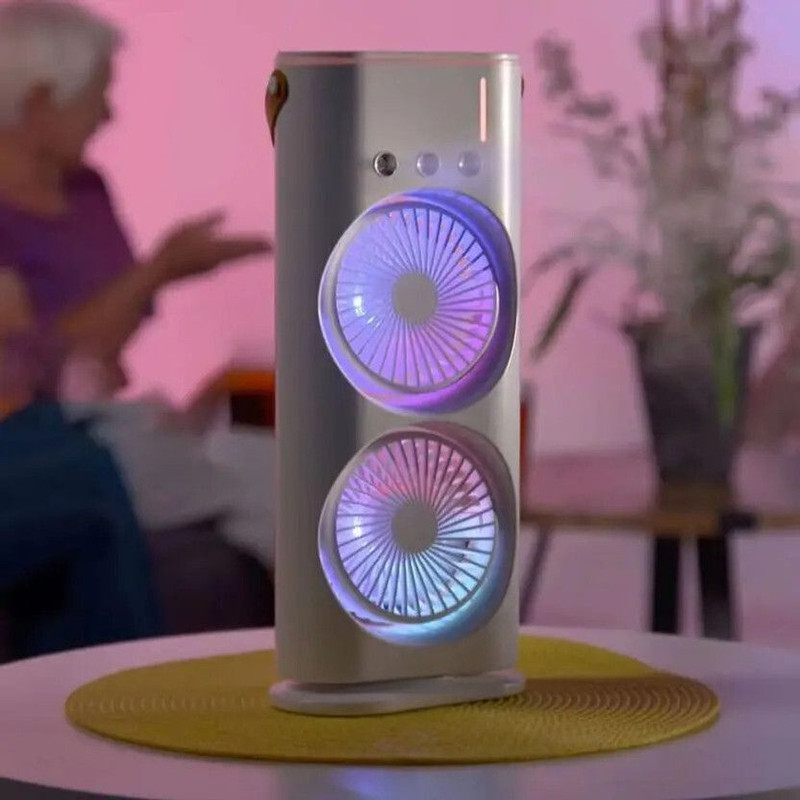 14 Fab Double Ended Spray Fan Desk Fan with Mist MIST43 Cooling Fan All in one Cooler(Multicolor)