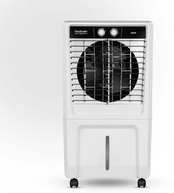 Hindware Smart Appliances 55 L Room/Personal Air Cooler Anti-Bacterial Protection, Inverter Compatible(Black and White, XENO - Personal Cooler 55L with Honeycomb Cooling Pad)
