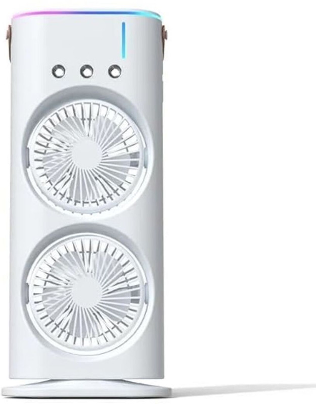 LU MOTECH 5 L Room/Personal Air Cooler(White, Portable Dual Fan Air Cooler with LED Light)