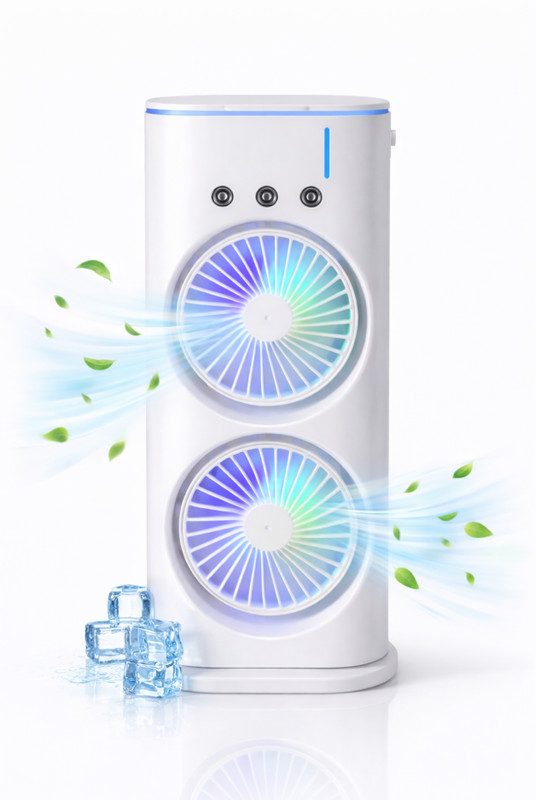 OPIMIX Portable Mini Cooler, 2000mAh Rechargeable Battery with Remote Control Mini Cooler USB Air Cooler(White)