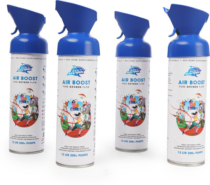 BluShark AirBoost (Pack of 4) – 95% Pure Portable Oxygen Can Portable Oxygen Can Portable Oxygen Can