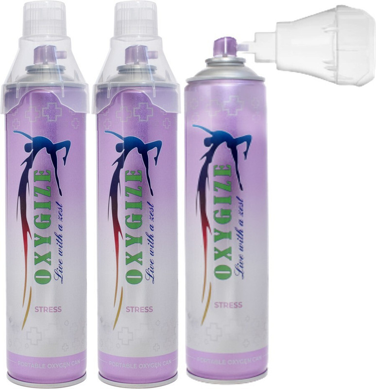 oxygize Can Citrus Flavor Canister With Protective Mask Use For Short Breathing Quick Recovery (10L Each Can 150 Breaths Approx) Pack Of 2 Portable Oxygen Cylinder