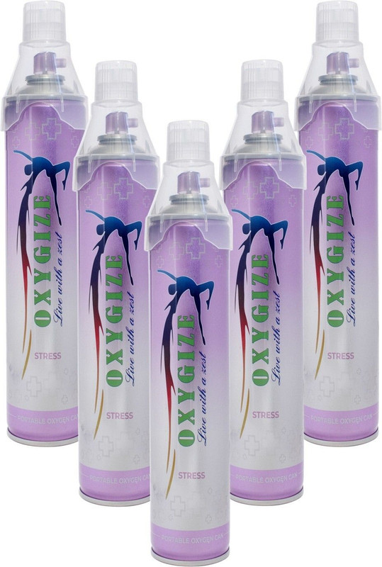 oxygize Oxygen Can Rose & Lavender Flavor Canister With In-Built Mask (Each Can 150 Breaths Approx.) Pack Of 3 Portable Oxygen Can