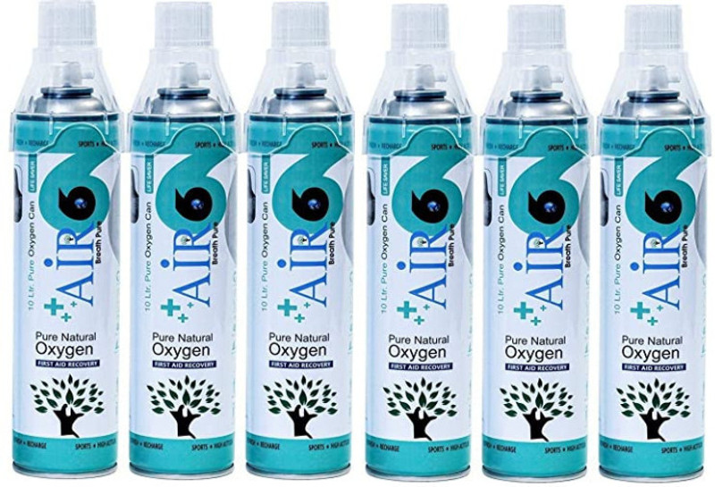 Air6 Oxygen Can/Cylinder -10 Liters with inbuilt Mask for Yatra. Portable Oxygen Can