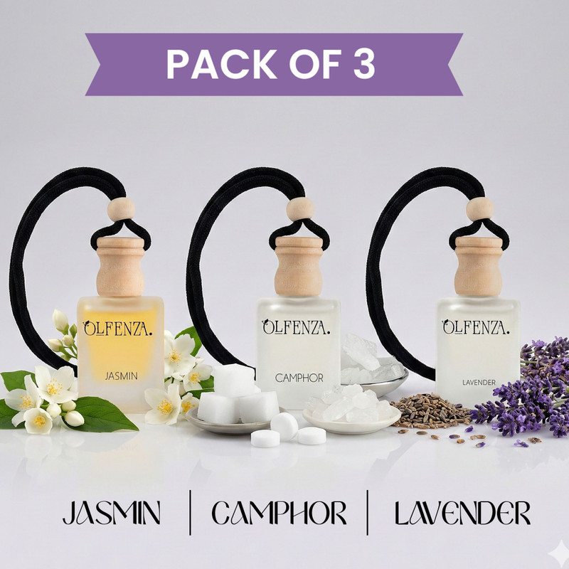 OLFENZA Jasmin-Campour-Lavender Car Freshener Diffuser Hanging Perfumes Fragranc(3 x 10 ml)
