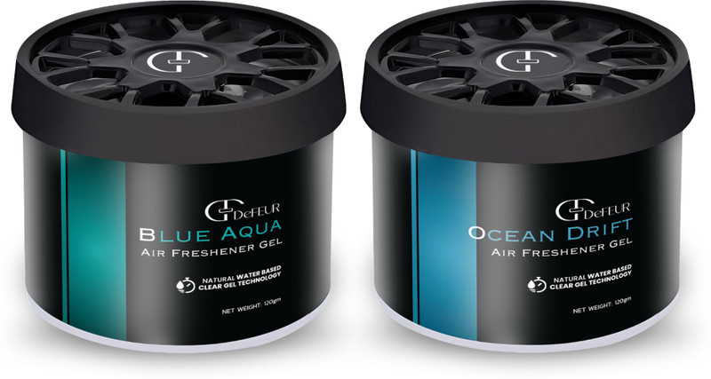 DeFEUR Blue Aqua & Ocean Drift Long, Gel Car Perfume, Long lasting Upto 45 Days Car Freshener Diffuser Gel Car Perfume Gel(2 x 120 g)