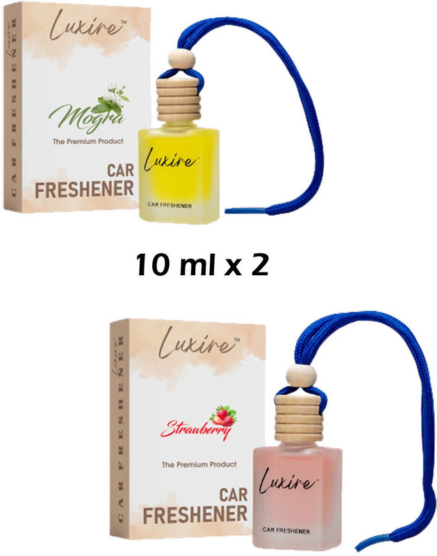 LUXIRE MOGRA Car Freshener Diffuser MOGRA & STRAWBERRY Car Freshener (Pack of 2)(2 x 10 ml)