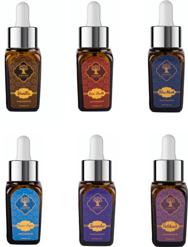 ATARSTORY Airroma Aroma Diffuser Essential Oil, Air Freshener Premium Quality, Rose Oudh Car Freshener Aroma Oil, Diffuser Airroma Diffuser Oil Set 6 | Premium Quality Aroma Oil | Air Freshener | Home Fragrance(6 x 10 ml)