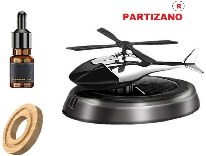 partizano Solar Car Air Freshener Solar Energy Rotating Helicopter Aroma for Car BLACK Diffuser SHB-23(10 ml)