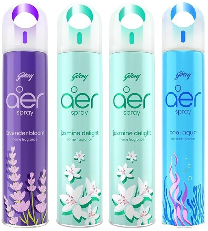 Godrej Aer LAVENDER BLOOM, COOL AQUA, JASMINE DELIGHT Car Freshener Spray AER SPRAY(4 x 220 ml)