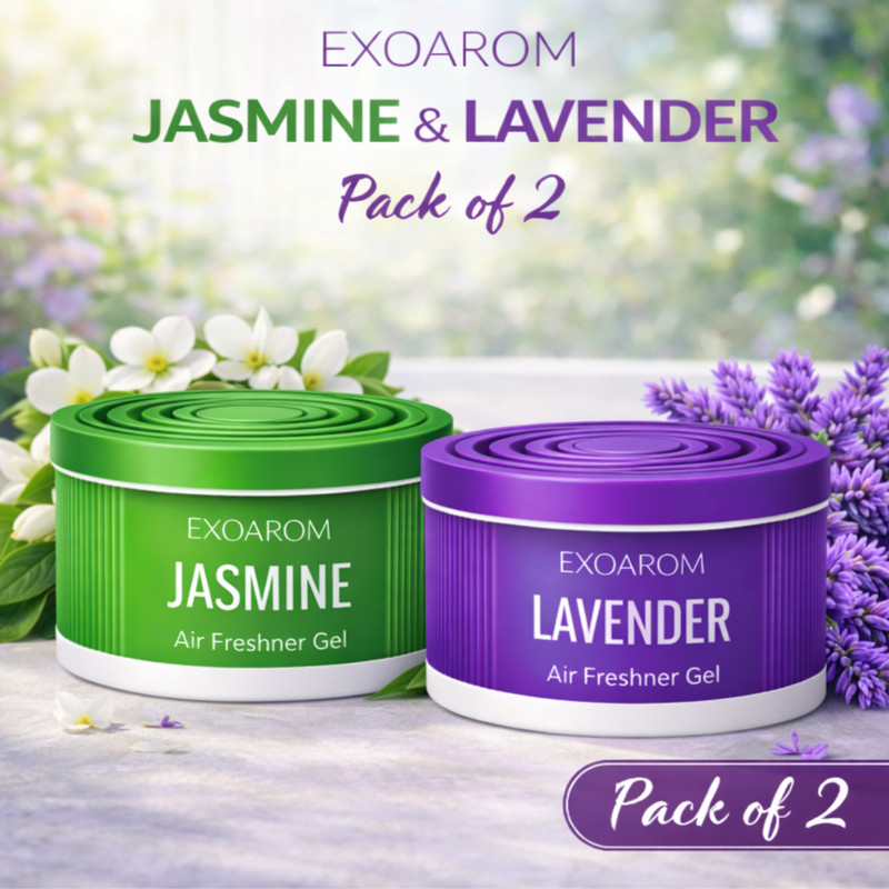 EXOAROM JASMINE AND LAVENDER Car Freshener Diffuser Lavender Car Air Freshner Gel Perfume for Dashboard – Long Lasting(2 x 1 g)