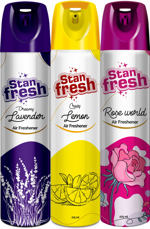 stanfresh Air Freshener Lavender, Lemon, Rose Car Freshener Spray Air Freshener Spray(3 x 275 ml)