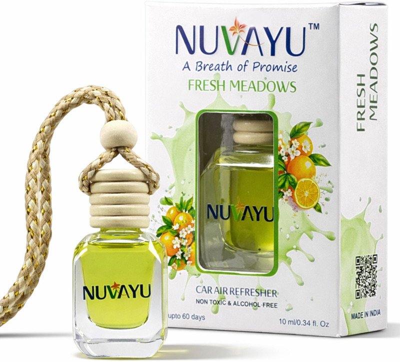 NUVAYU Fresh Meadows Car Freshener Diffuser Premium Car Hanging Diffuser Air freshener, Fresh Scent No Headache, Long Lasting, All Weather Aroma(10 ml)
