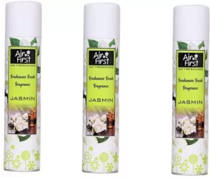 Air first JASMINE Air Freshener Combo Pack of 3 (300ml + 300ml + 300ml) Car Freshener Spray Room Spray Air Freshener Combo Pack of 3 (300ml + 300ml + 300ml) (JASMINE)(3 x 300 ml)