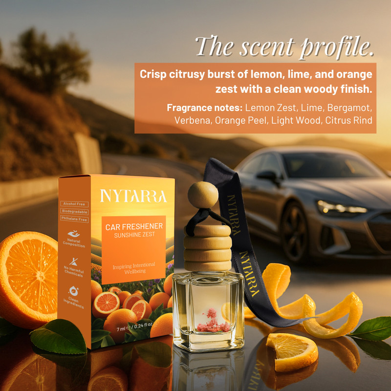 NYTARRA Sunshine Zest Car Freshener Diffuser Hanging Essential Oil Diffuser for Car Interiors(1 Units)