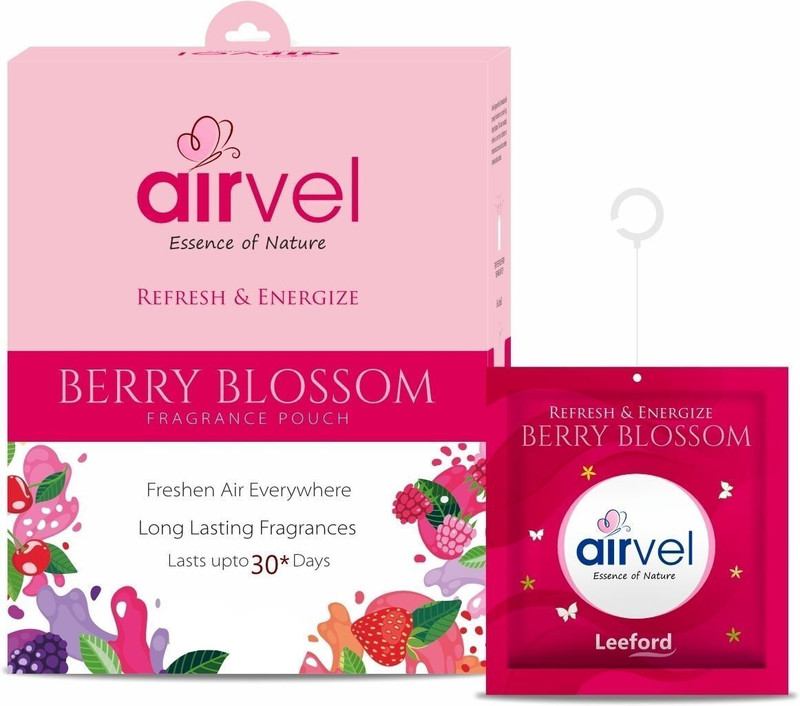 Airvel Berry Blossom Car Freshener Blocks Berry Blossom Pouch | 30 Days of Freshness | Naturally Refreshing Aroma(6 x 10 g)
