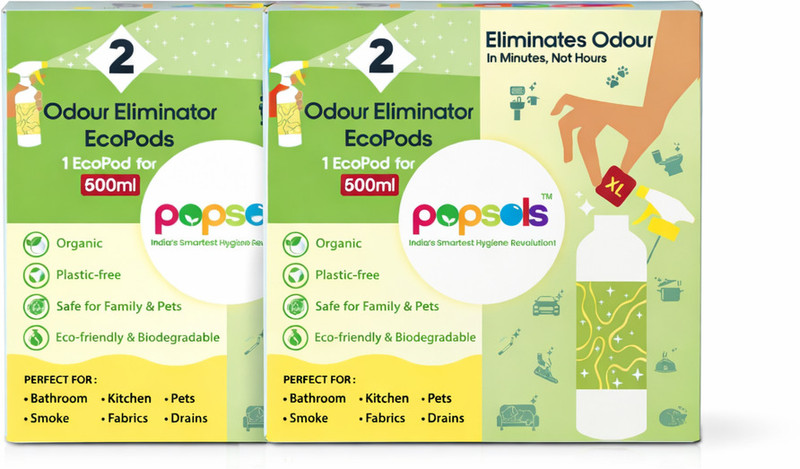 POPSOLS Non Fragrant Spray Odour Eliminator EcoPods (Each Pack 2 EcoPods) Pack of 2 |1 Ecopod makes 500ml(2 x 1 L)