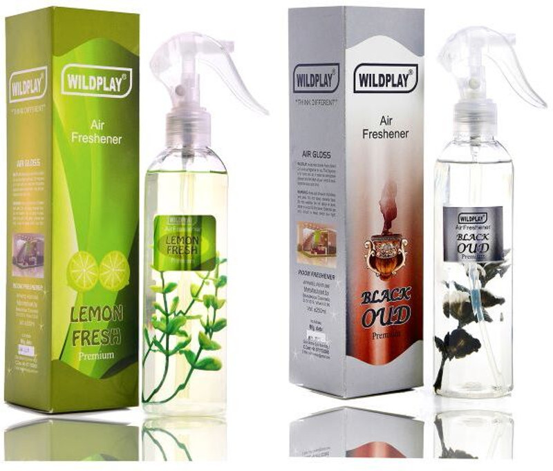 Wildplay Black oud, Lemon Car Freshener Spray Black oud & Lemon 250ml Each(2 x 250 ml)