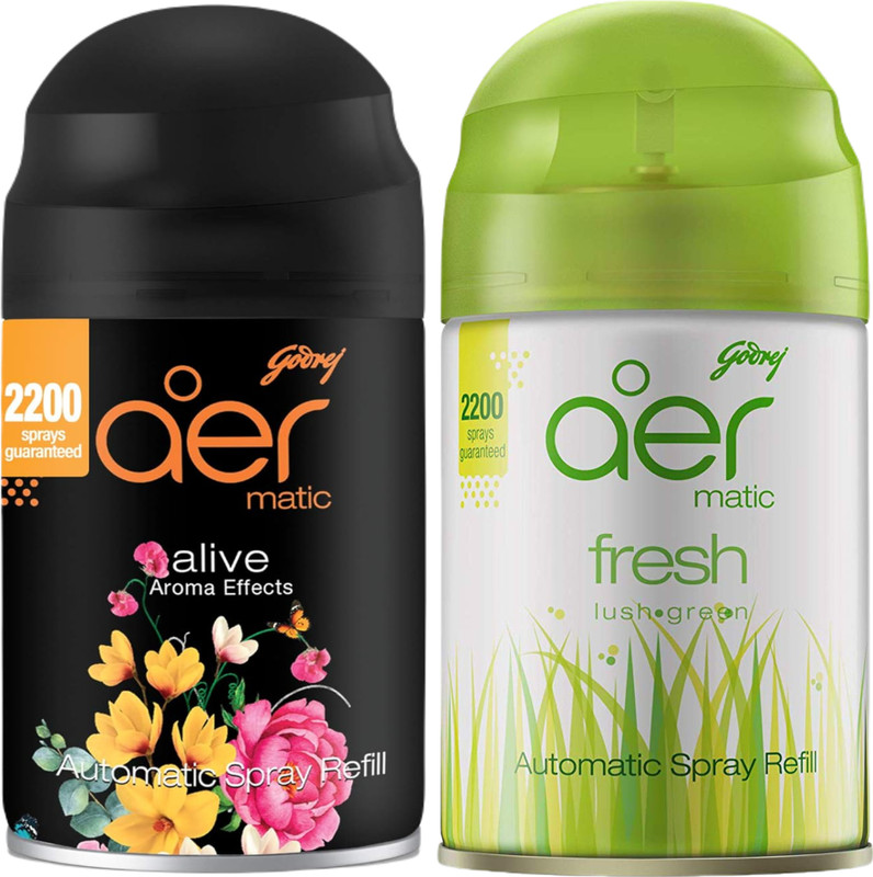 Godrej Aer ALIVE, FRESH Car Freshener Refill Aer Matic Refill GJ,ALV,GN(2 x 225 ml)