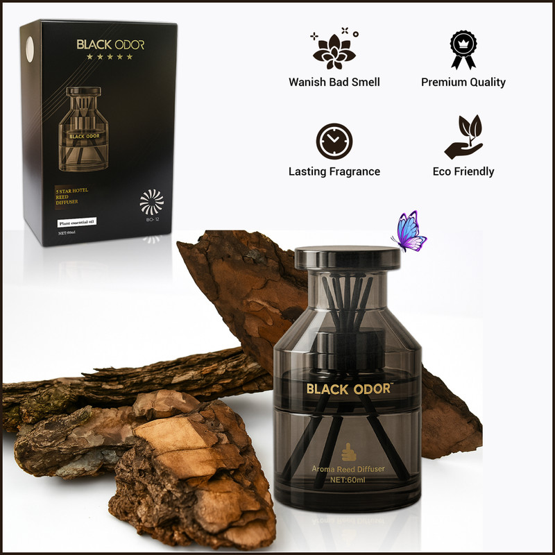 BRXR MIKANIX Black Odor Reed Diffuser 60ml | Luxury 5-Star Hotel Fragrance Long-Lasting | Home, Bedroom & Car Air Freshener Air Purifier(Pack of 1)