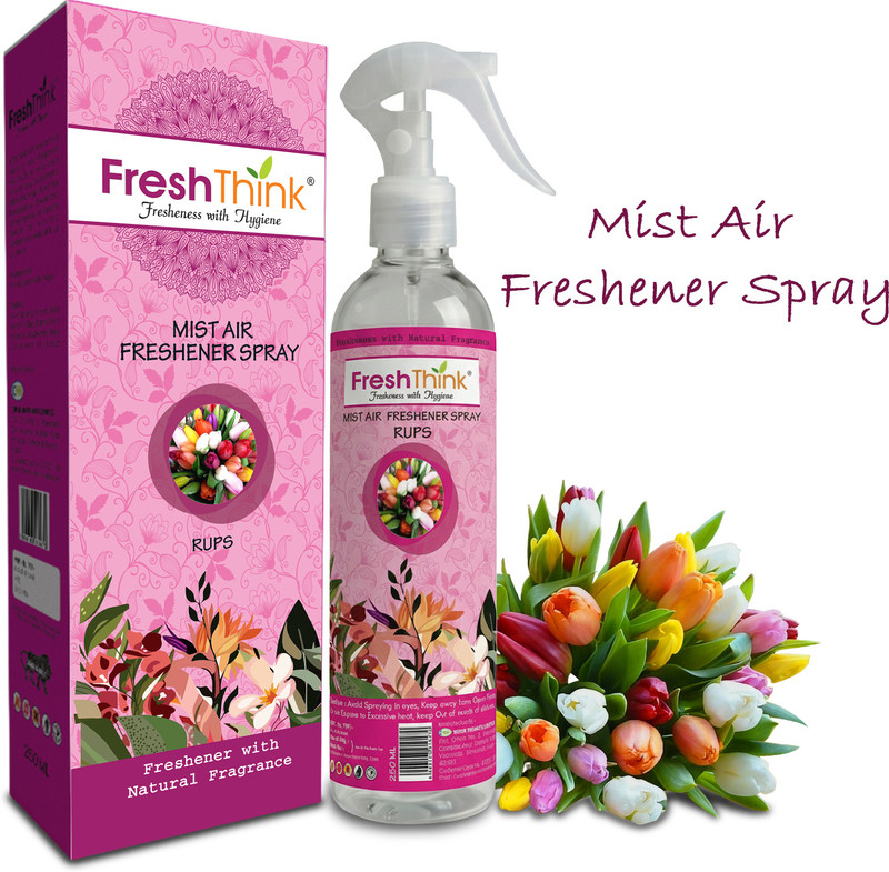 fresh think Rups Mist Air Freshener Spray, Aroma Oil Long-Lasting Room Freshener for Home, Office, Bathroom & Car | Natural Fragrance, Odor Eliminator, Hygienic Freshness(250 ml)