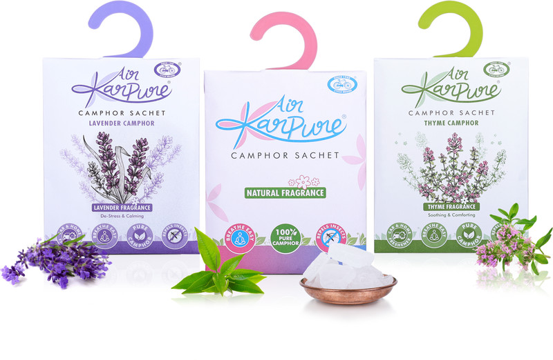 Cycle Karpure Camphor Sachet Combo Lavender, Original Camphor & Thyme Fragrance Car Freshener Diffuser Sachet(3 x 30 g)