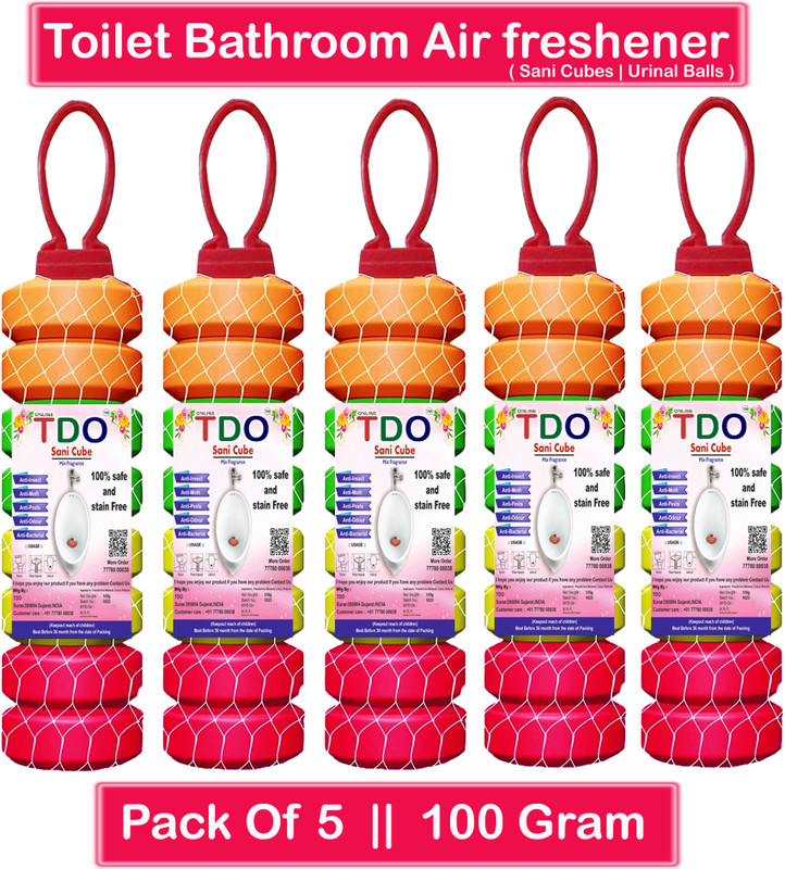 TDO Air Freshner For Bathroom Toilet, Lavender, Sandal, Rose, Jasmin, Lemon, Mogra, Strawberry Car Freshener Blocks Urinal Cubes ball Air Freshener Toilets Washbasins bathrooms(5 x 100 g)