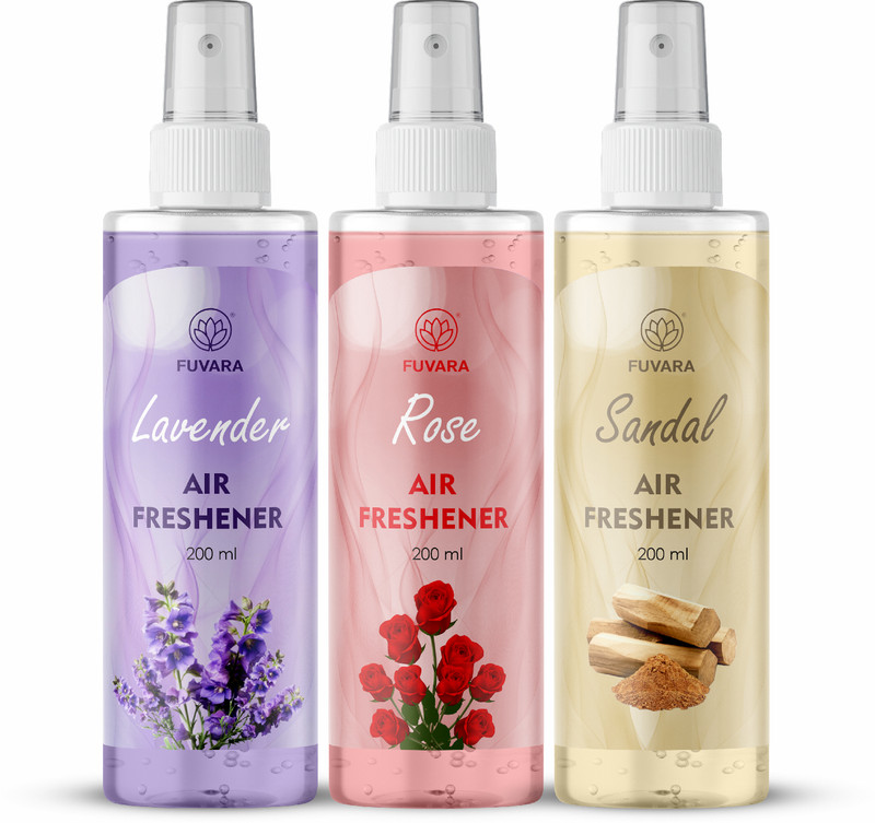 FUVARA ROSE, LAVENDER, SENDAL Car Freshener Spray LAVENDER ROSE SENDAL AIR FRESHENER SPRAY 200ML PACK 3(3 x 200 ml)