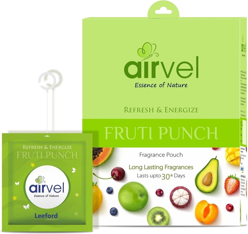 Airvel Fruti Punch Car Freshener Blocks Fruity Fragrance Pouch 30 Day Freshness Easy Hang Hook(6 x 10 g)