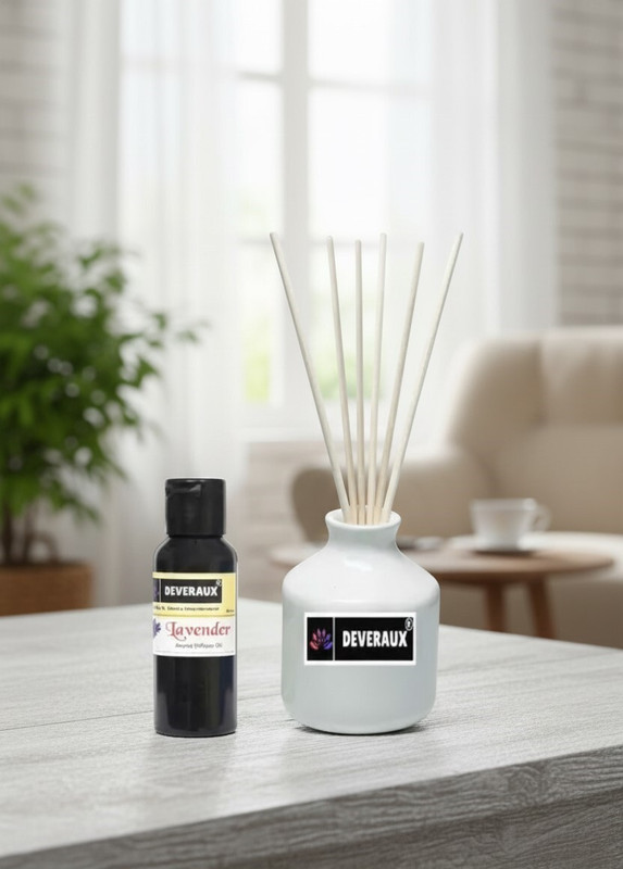 DEVERAUX Lavender Diffuser Set lavender 50ml Reed diffuser set.(3 x 0.33 Units)